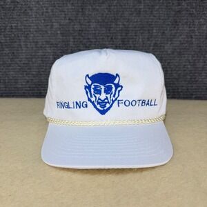 Vintage Ringling Football Snapback Hat White Blue Devil Mascot Cobra Caps Rope